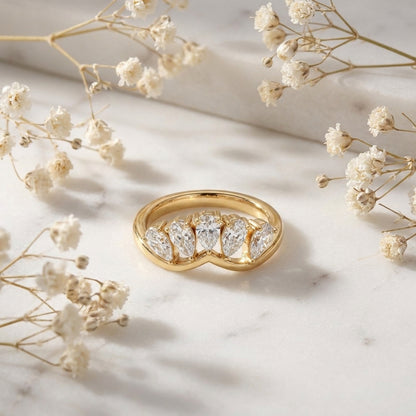 Geometric Electroplated Rings For Women In 304 Stainless Steel With 18K Real Gold PVD Coated And Shell Inlay