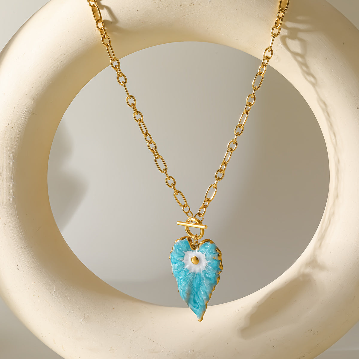 Heart Shape Pendant Necklace For Women, Electroplated 304 Stainless Steel With 18K Real Gold PVD Coated, Featuring Cable Chain