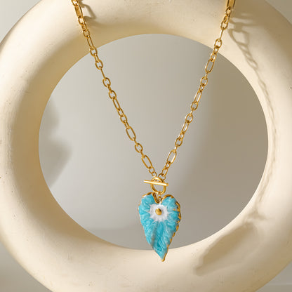 Heart Shape Pendant Necklace For Women, Electroplated 304 Stainless Steel With 18K Real Gold PVD Coated, Featuring Cable Chain