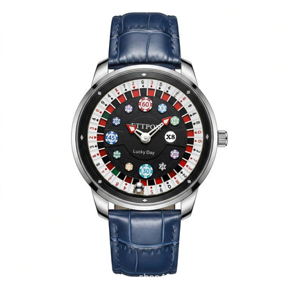 Men's Quartz Watch With Genuine Leather Strap And Pin Buckle Featuring Round Dial And Tempered Glass Mirror