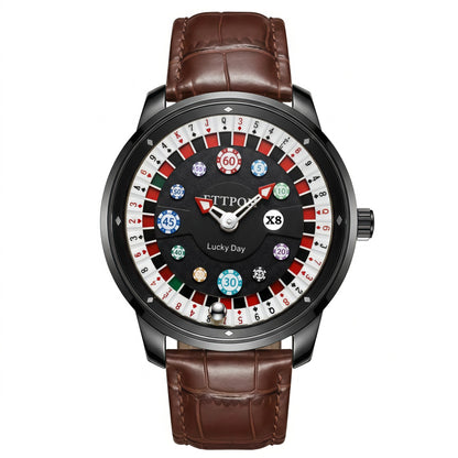 Men's Quartz Watch With Genuine Leather Strap And Pin Buckle Featuring Round Dial And Tempered Glass Mirror