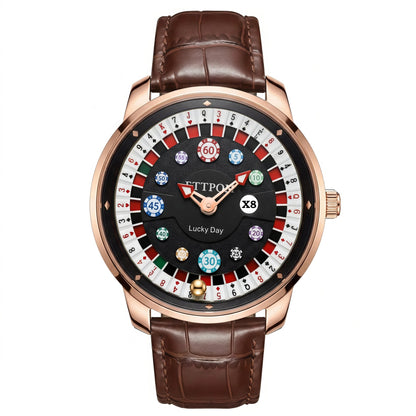 Men's Quartz Watch With Genuine Leather Strap And Pin Buckle Featuring Round Dial And Tempered Glass Mirror