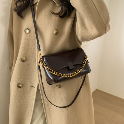 Women’s Square PU Leather Splicing Crossbody Bag With Sling Strap, Perfect For Winter