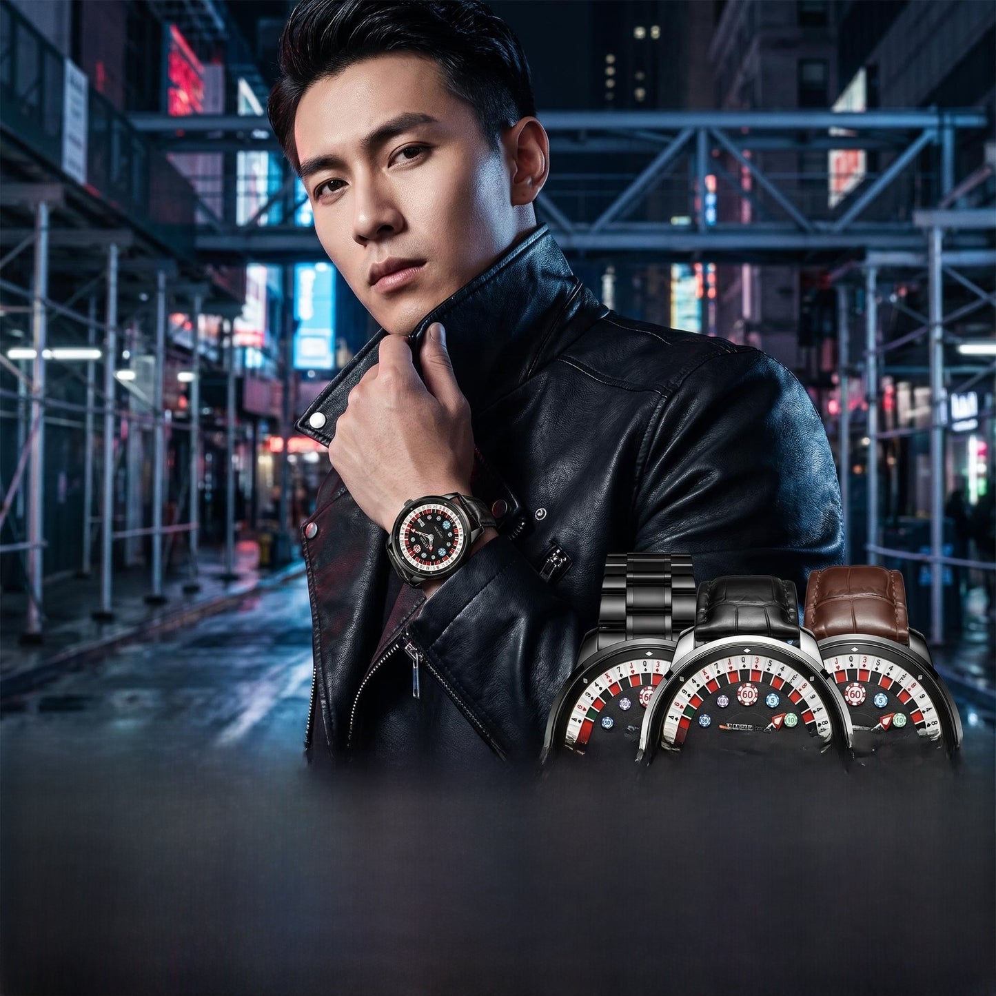 Men's Quartz Watch With Genuine Leather Strap And Pin Buckle Featuring Round Dial And Tempered Glass Mirror