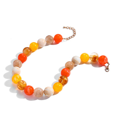 Bohemian Geometric Acrylic Necklace For Women With Golden Plated Box Chain Featuring Beading Craft