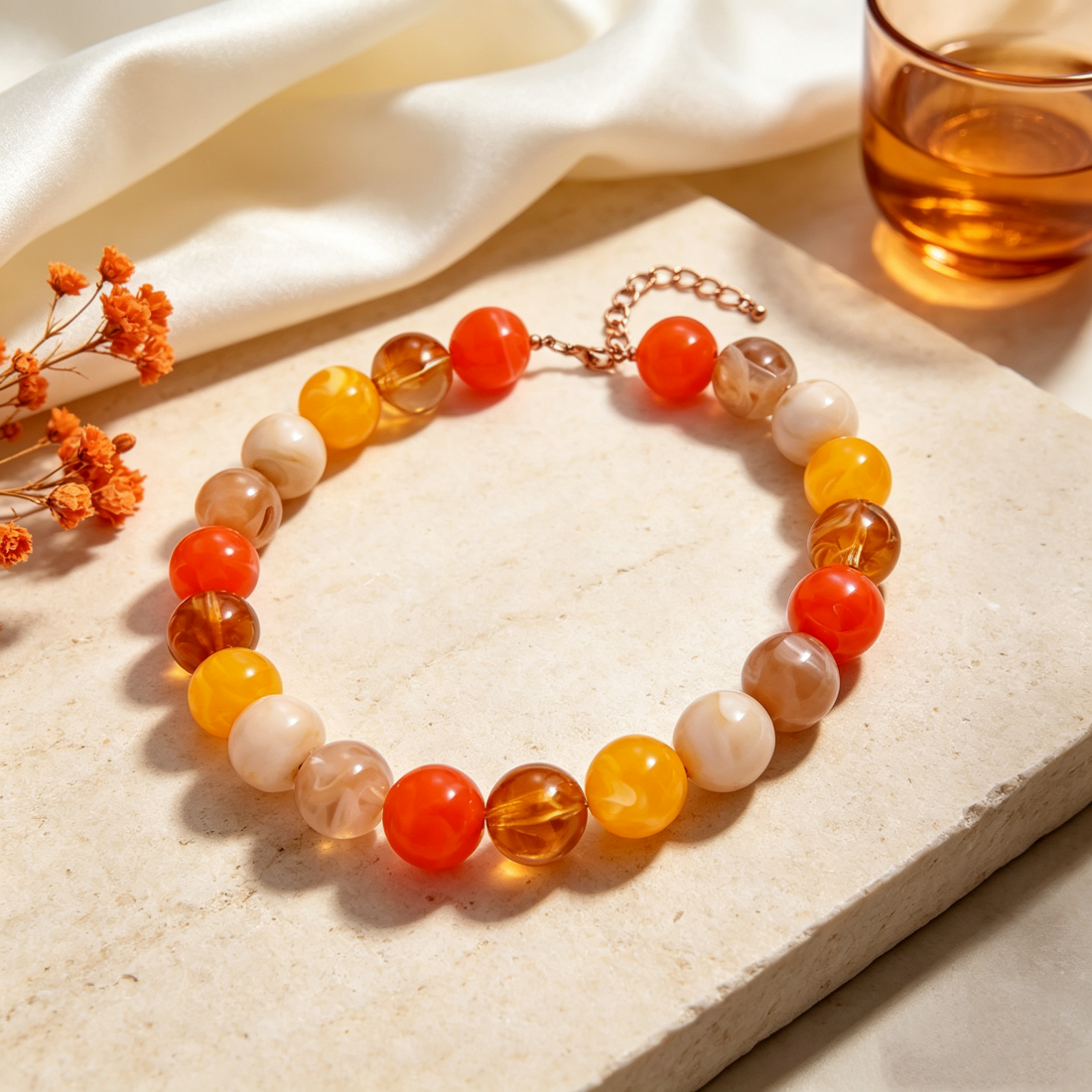 Bohemian Geometric Acrylic Necklace For Women With Golden Plated Box Chain Featuring Beading Craft