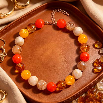 Bohemian Geometric Acrylic Necklace For Women With Golden Plated Box Chain Featuring Beading Craft