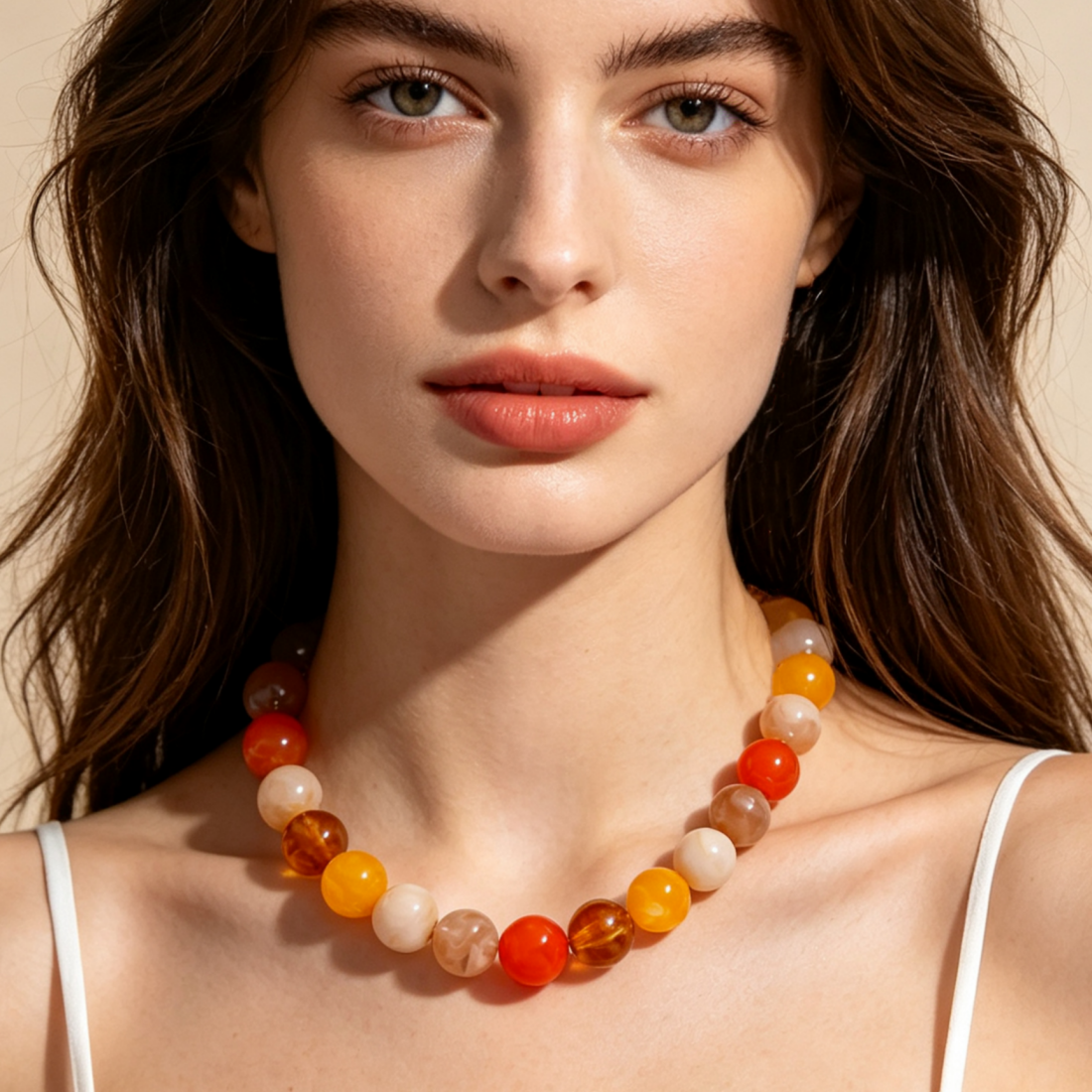 Bohemian Geometric Acrylic Necklace For Women With Golden Plated Box Chain Featuring Beading Craft