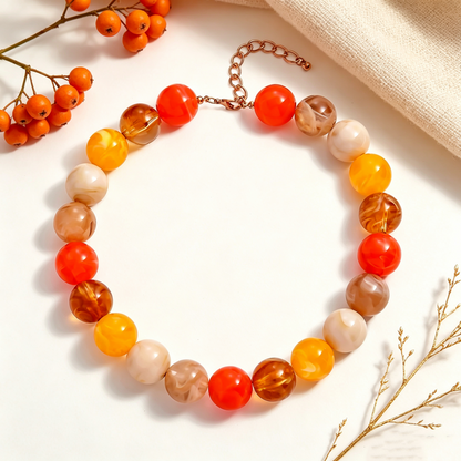 Bohemian Geometric Acrylic Necklace For Women With Golden Plated Box Chain Featuring Beading Craft