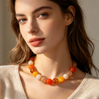 Bohemian Geometric Acrylic Necklace For Women With Golden Plated Box Chain Featuring Beading Craft