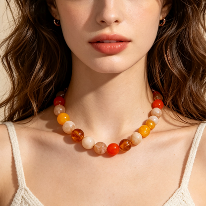 Bohemian Geometric Acrylic Necklace For Women With Golden Plated Box Chain Featuring Beading Craft