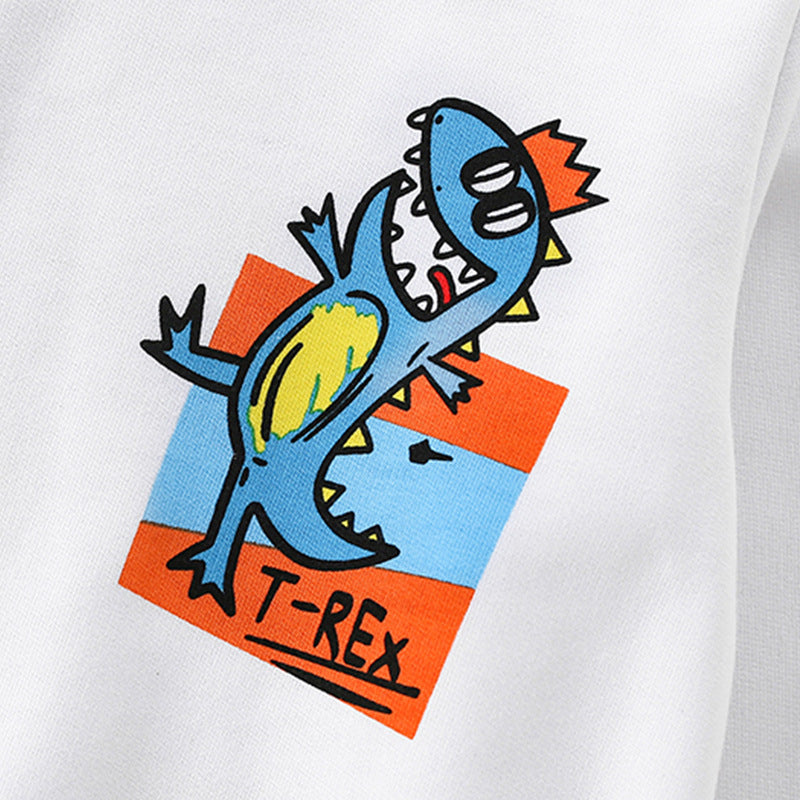 Boy's Cartoon Cotton Pullover Sweatshirt With Round Neck And Long Sleeves For Toddlers 3-6 Years