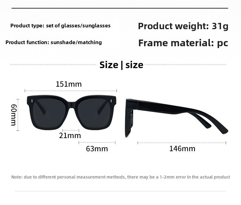 Unisex Square Full Frame Sunglasses With PC Lens Material In Dyed Black For Spring And Summer