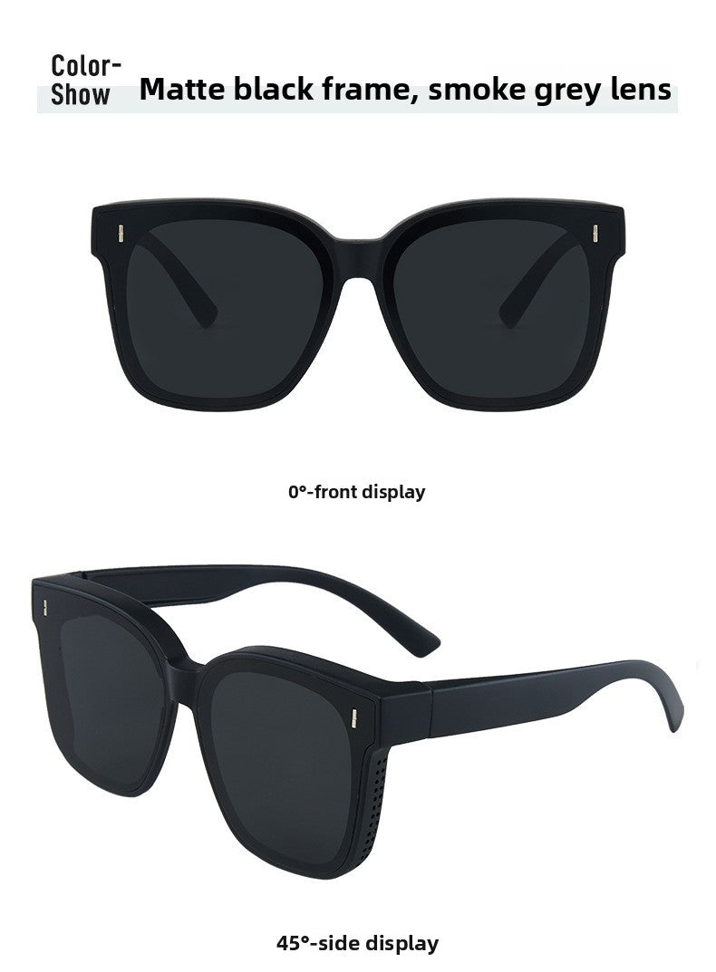 Unisex Square Full Frame Sunglasses With PC Lens Material In Dyed Black For Spring And Summer