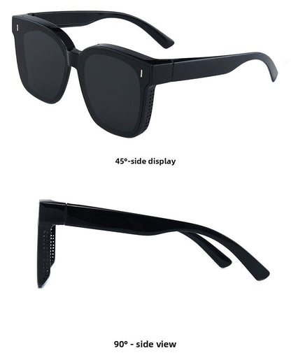 Unisex Square Full Frame Sunglasses With PC Lens Material In Dyed Black For Spring And Summer