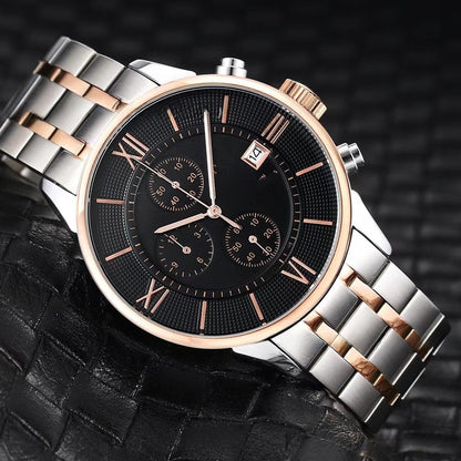 Men's Quartz Watch With Round Dial, Imitation Leather Strap, Pin Buckle, Ordinary Glass Mirror, And Pointer Display