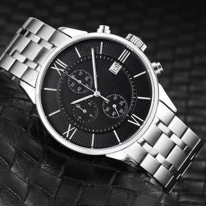 Men's Quartz Watch With Round Dial, Imitation Leather Strap, Pin Buckle, Ordinary Glass Mirror, And Pointer Display