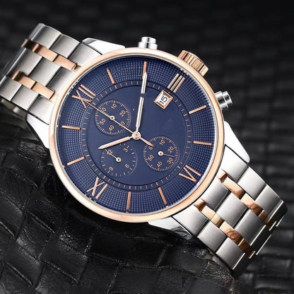 Men's Quartz Watch With Round Dial, Imitation Leather Strap, Pin Buckle, Ordinary Glass Mirror, And Pointer Display