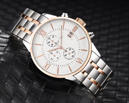 Men's Quartz Watch With Round Dial, Imitation Leather Strap, Pin Buckle, Ordinary Glass Mirror, And Pointer Display