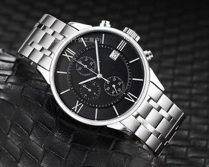 Men's Quartz Watch With Round Dial, Imitation Leather Strap, Pin Buckle, Ordinary Glass Mirror, And Pointer Display