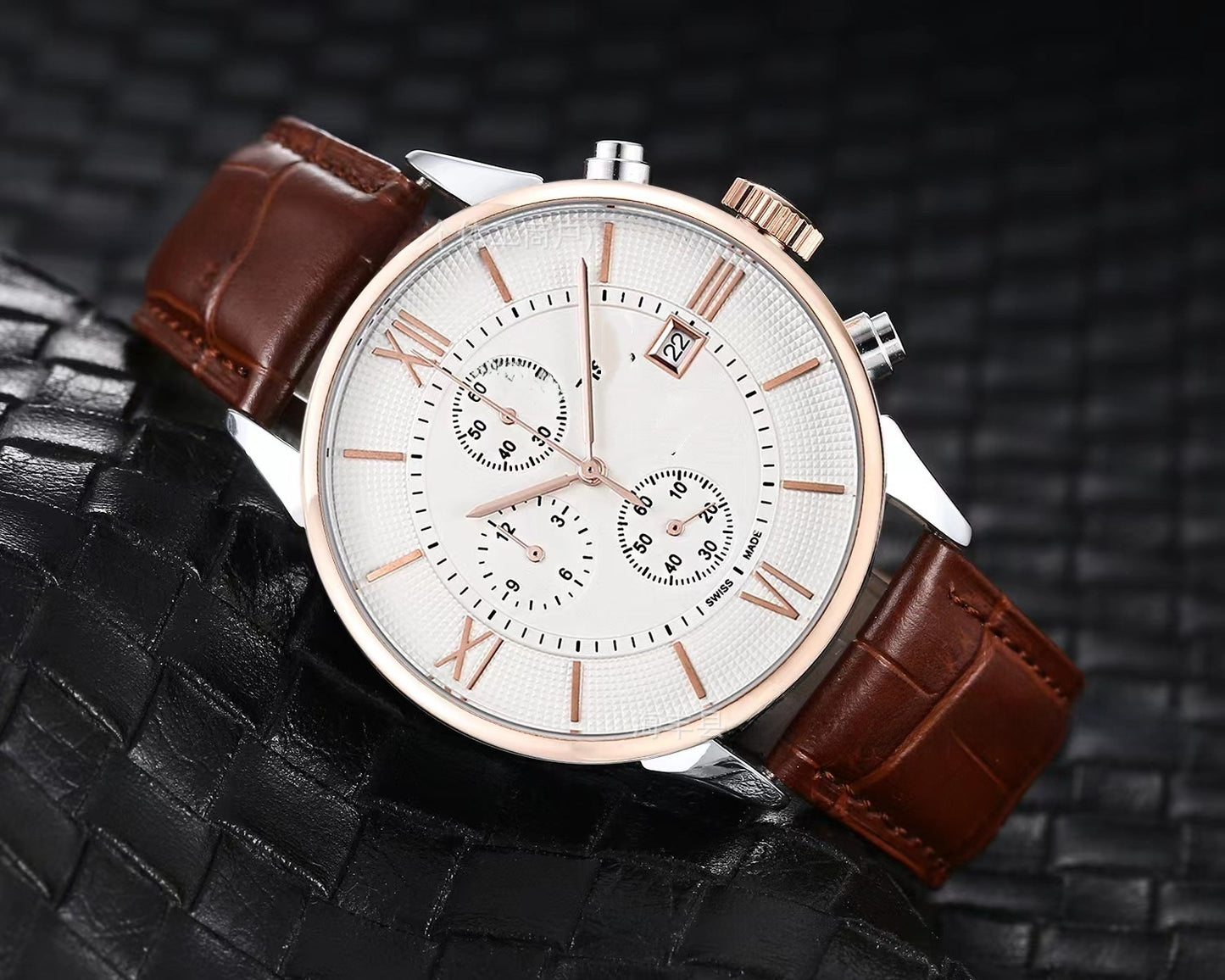 Men's Quartz Watch With Round Dial, Imitation Leather Strap, Pin Buckle, Ordinary Glass Mirror, And Pointer Display