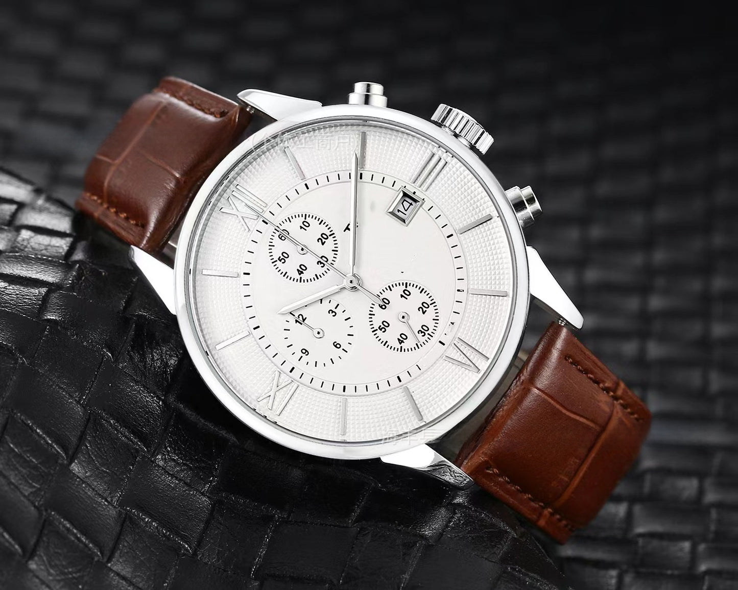Men's Quartz Watch With Round Dial, Imitation Leather Strap, Pin Buckle, Ordinary Glass Mirror, And Pointer Display