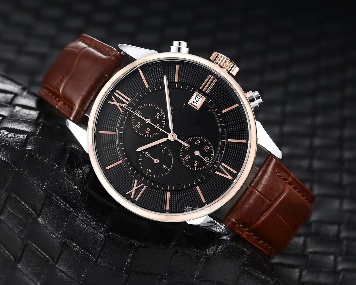 Men's Quartz Watch With Round Dial, Imitation Leather Strap, Pin Buckle, Ordinary Glass Mirror, And Pointer Display