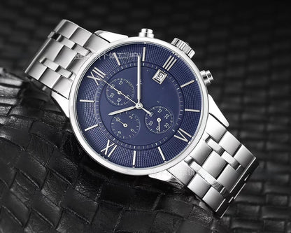 Men's Quartz Watch With Round Dial, Imitation Leather Strap, Pin Buckle, Ordinary Glass Mirror, And Pointer Display