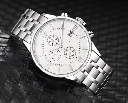 Men's Quartz Watch With Round Dial, Imitation Leather Strap, Pin Buckle, Ordinary Glass Mirror, And Pointer Display