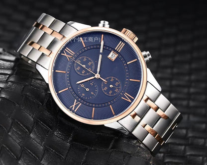 Men's Quartz Watch With Round Dial, Imitation Leather Strap, Pin Buckle, Ordinary Glass Mirror, And Pointer Display