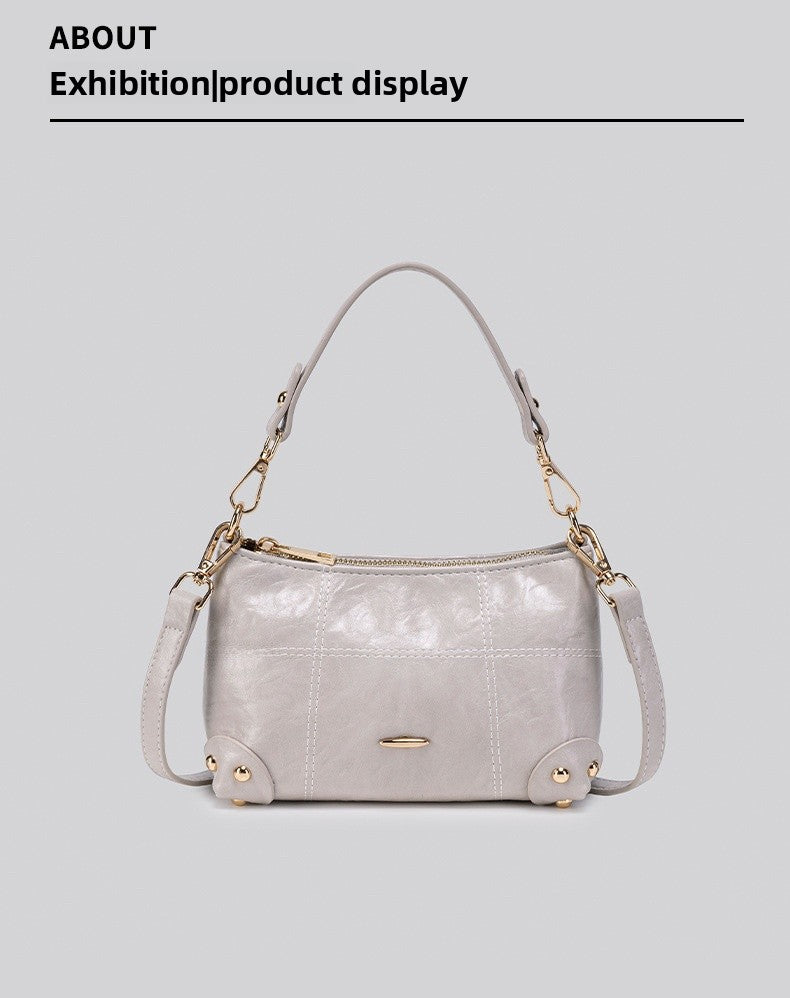 Women’s Square PU Leather Shoulder Bag With Sewing Thread Detail, Single Shoulder Strap, Perfect For Spring And Summer