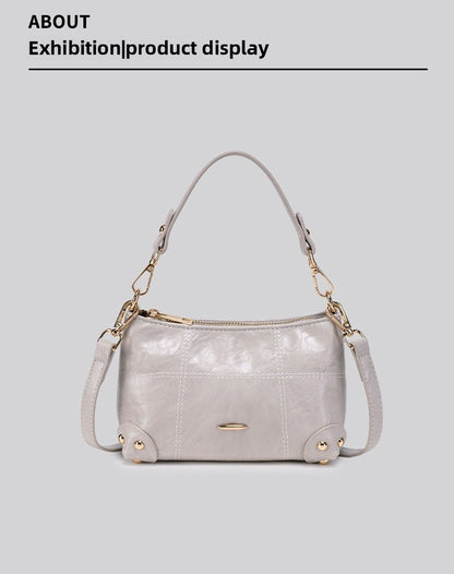 Women’s Square PU Leather Shoulder Bag With Sewing Thread Detail, Single Shoulder Strap, Perfect For Spring And Summer