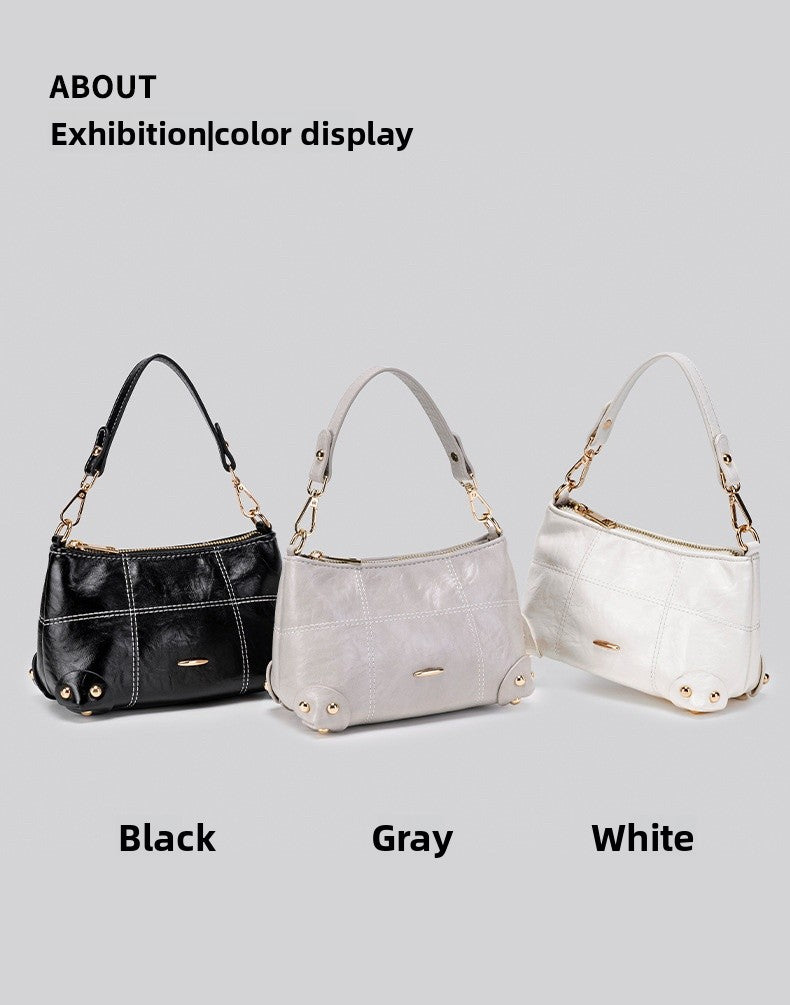 Women’s Square PU Leather Shoulder Bag With Sewing Thread Detail, Single Shoulder Strap, Perfect For Spring And Summer