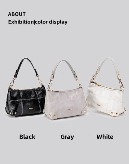 Women’s Square PU Leather Shoulder Bag With Sewing Thread Detail, Single Shoulder Strap, Perfect For Spring And Summer