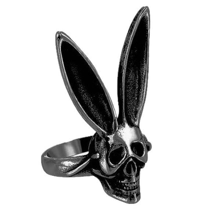 Unisex Vintage Style Skull Ring In Dyed Black Zinc Alloy, Perfect For Spring Wear