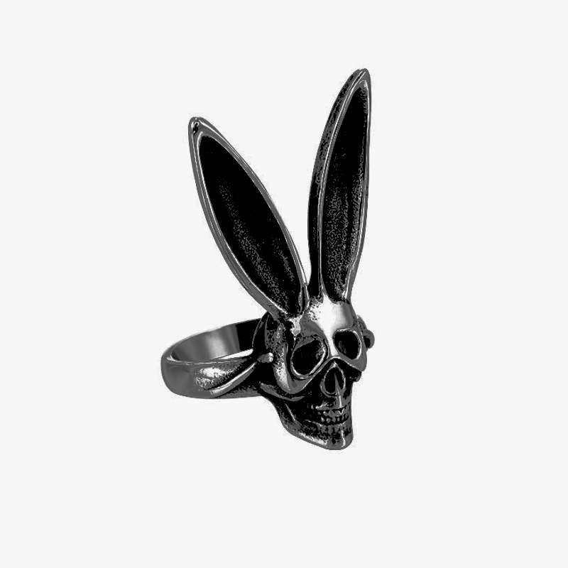 Unisex Vintage Style Skull Ring In Dyed Black Zinc Alloy, Perfect For Spring Wear
