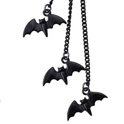 Dyed Black Bat Earrings For Women, Zinc Alloy With Electroplated Finish And 304 Stainless Steel Ear Pins