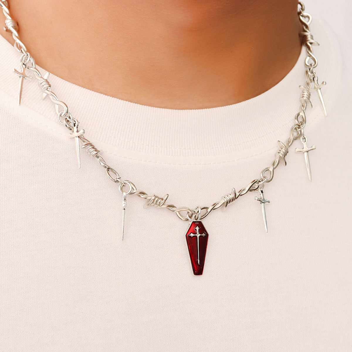Cross Necklace With Titanium Steel Pendant In Hip-Hop Style Featuring Electroplated 304 Stainless Steel Cable Chain For Unisex
