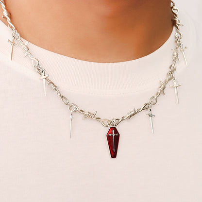 Cross Necklace With Titanium Steel Pendant In Hip-Hop Style Featuring Electroplated 304 Stainless Steel Cable Chain For Unisex