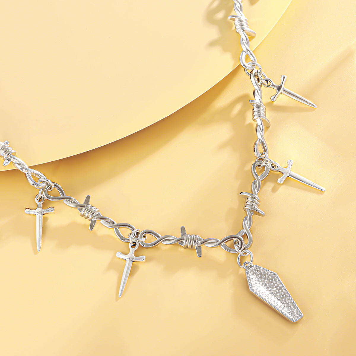Cross Necklace With Titanium Steel Pendant In Hip-Hop Style Featuring Electroplated 304 Stainless Steel Cable Chain For Unisex