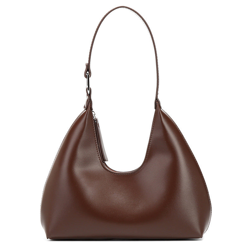 Women’s Dumpling Shape Underarm Bag In PU Leather With Sewing Thread Detail, Top Handle And Large Capacity