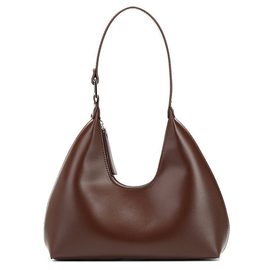 Women’s Dumpling Shape Underarm Bag In PU Leather With Sewing Thread Detail, Top Handle And Large Capacity