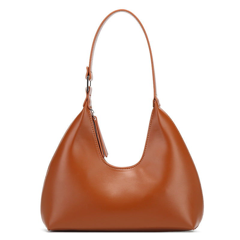Women’s Dumpling Shape Underarm Bag In PU Leather With Sewing Thread Detail, Top Handle And Large Capacity