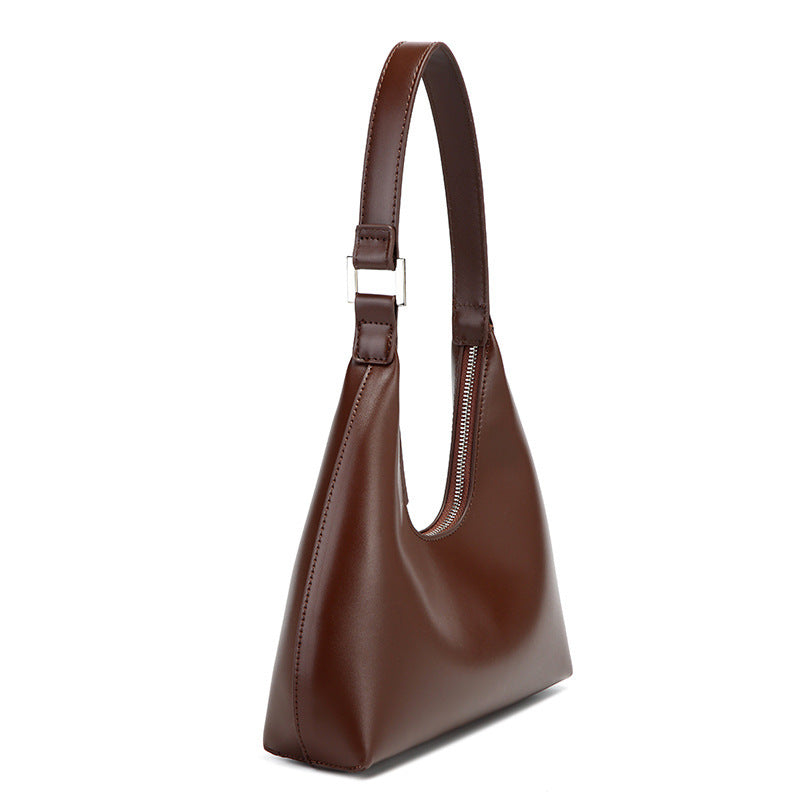 Women’s Dumpling Shape Underarm Bag In PU Leather With Sewing Thread Detail, Top Handle And Large Capacity