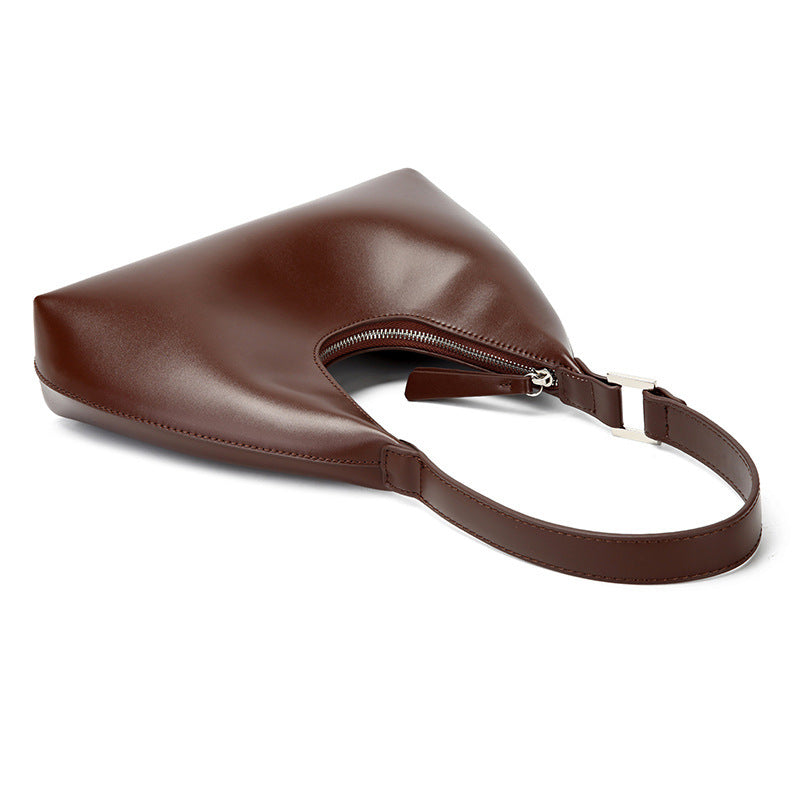 Women’s Dumpling Shape Underarm Bag In PU Leather With Sewing Thread Detail, Top Handle And Large Capacity