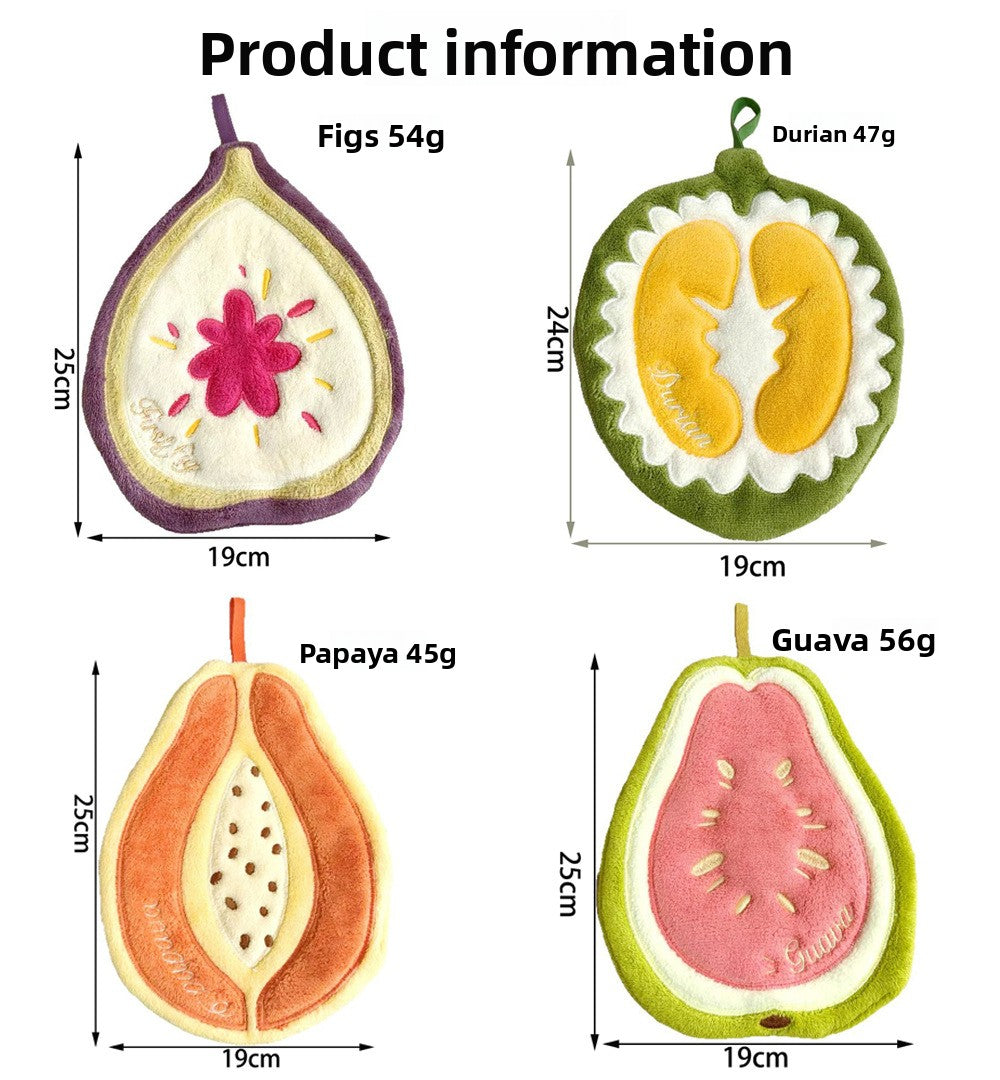 Cute Fruit Pattern Coral Fleece Towels For Hand Drying, Soft And Absorbent Home Textiles