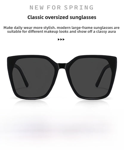 Unisex Square Full Frame Sunglasses With PC Lens Material In Dyed Black, Perfect For Spring
