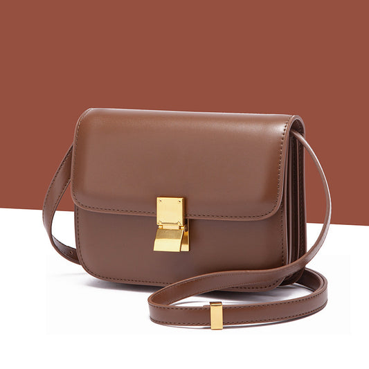 Women’s Square PU Leather Bag With Sewing Thread Detail, Featuring Single Shoulder Strap
