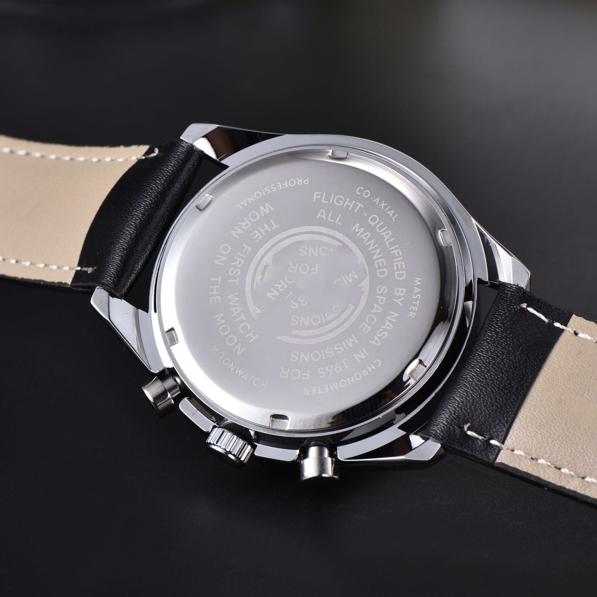Men's Quartz Watch With Stainless Steel Strap And Horseshoe Buckle, Round Dial Featuring Ordinary Glass Mirror And Pointer Display