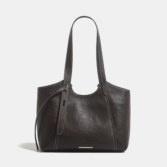 Color Block Square PU Leather Tote Bag With Double Shoulder Straps, Large Capacity Women's Shoulder Bag